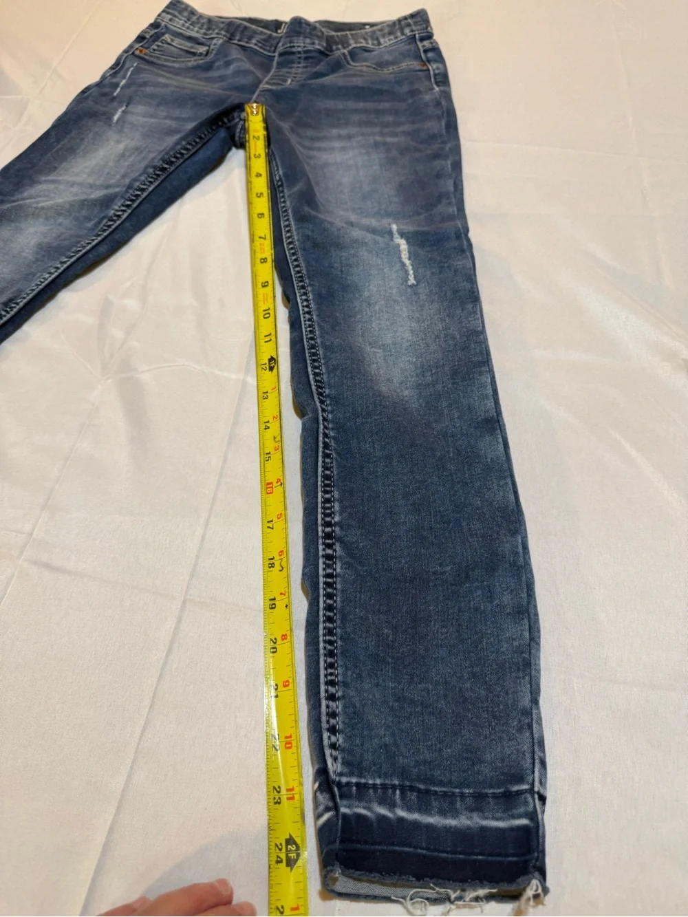Justice Girls Faded Dark Blue Distressed Jeans